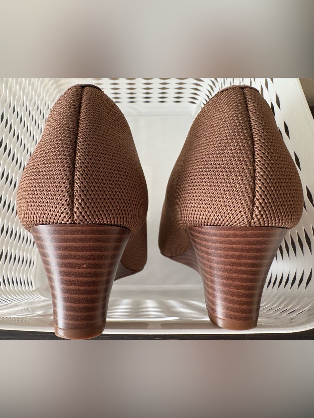 VIVAIA Pointed Toe Knit Wedge Pumps Brown Sustainable Shoes Size 39 US 8 - Picture 7 of 8